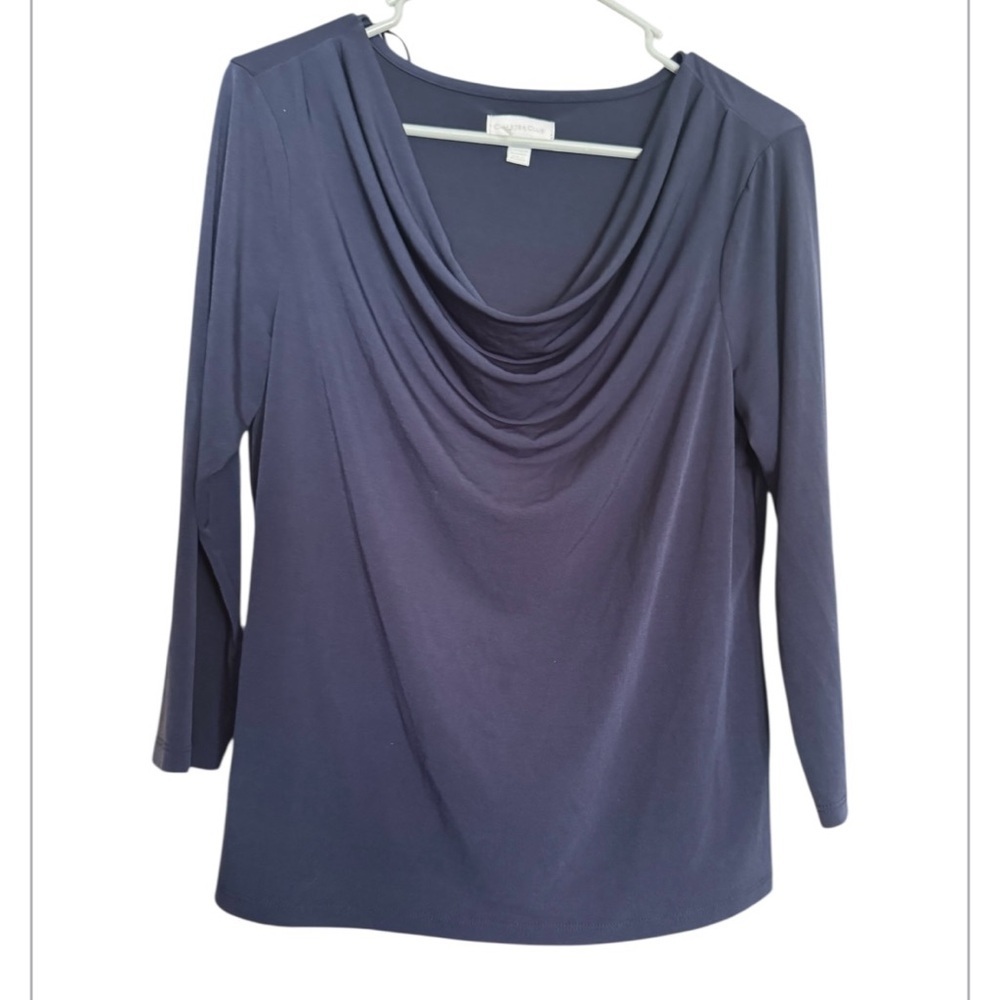 Charter Club NWOT Draped Neck Navy Top